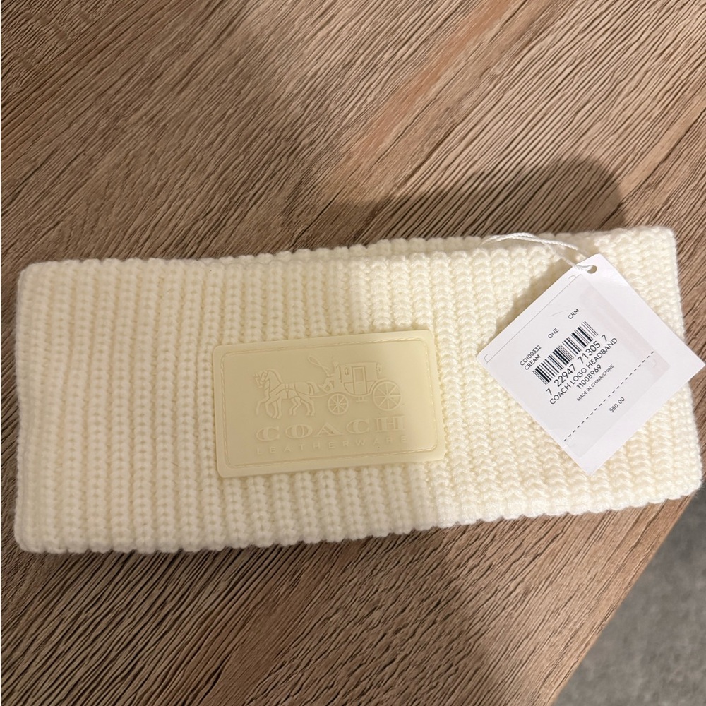 Coach Ivory Knit Headband